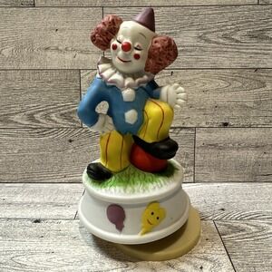 Circus Clown Musical Figurine Send In the‎ Clowns 6.5" Ceramic Vintage